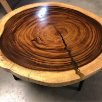 round walnut slab coffee table with resin solid wood coffee table customized size