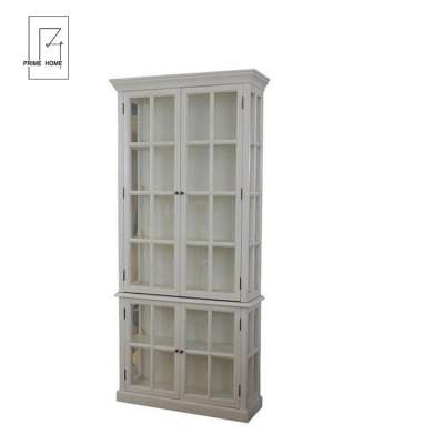 Display Custom Bookcase, Antique Wooden White Wood Bookcase